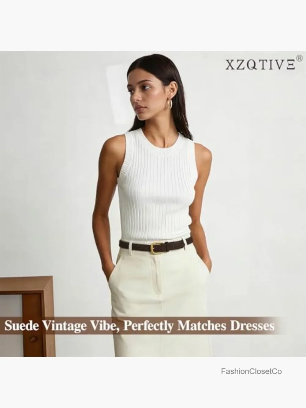 Adjustable Braided Suede Belt with Gold Buckle